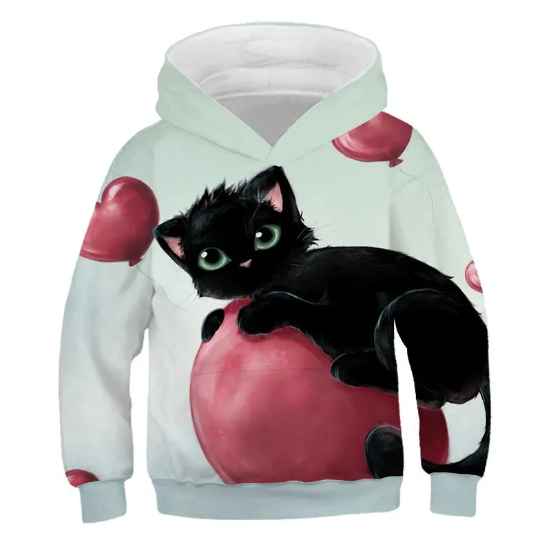 New Anime children Cute Cat 3D Print Hoodie Boys girls Cartoon Sweatshirt Harajuku streetwear Clothing Sweats Tops hoodies | Мужская