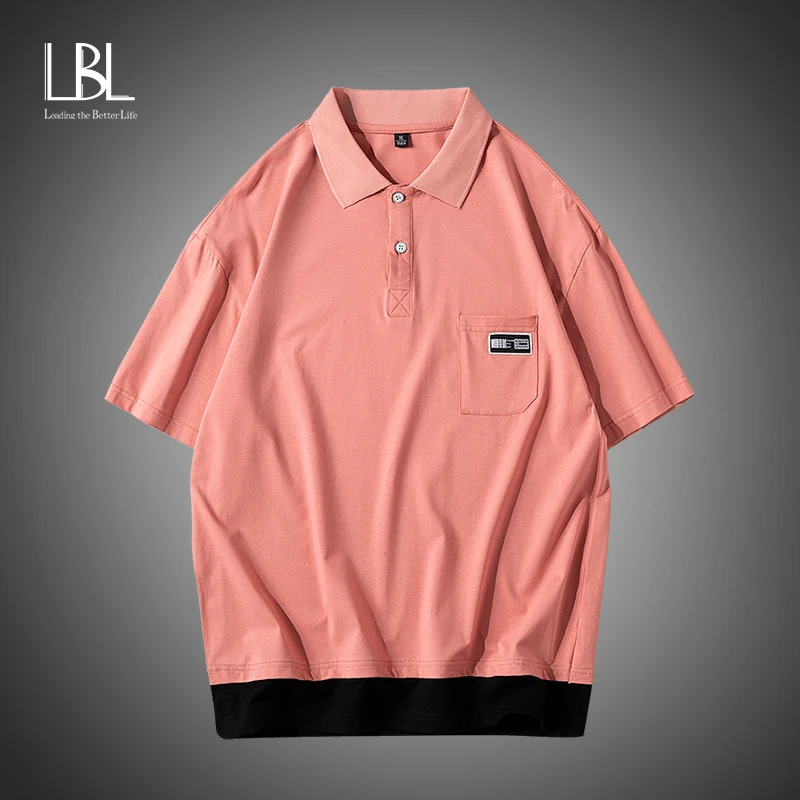 Рубашка поло мужская из чистого хлопка брендовая одежда деловая повседневная
