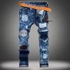 Джинсовые дизайнерские рваные джинсы высокого качества, рваные для мужчин, размер 28-38, 40, 42, 2022, Осень-зима, плюс бархат, уличная одежда в стиле хип-хоп, панк