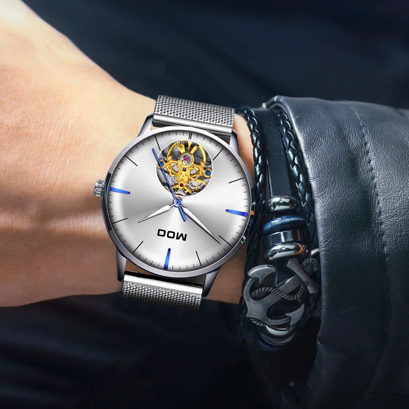 DOM Мужские автоматические механические модные топ Брендовые Часы бизнес-класса