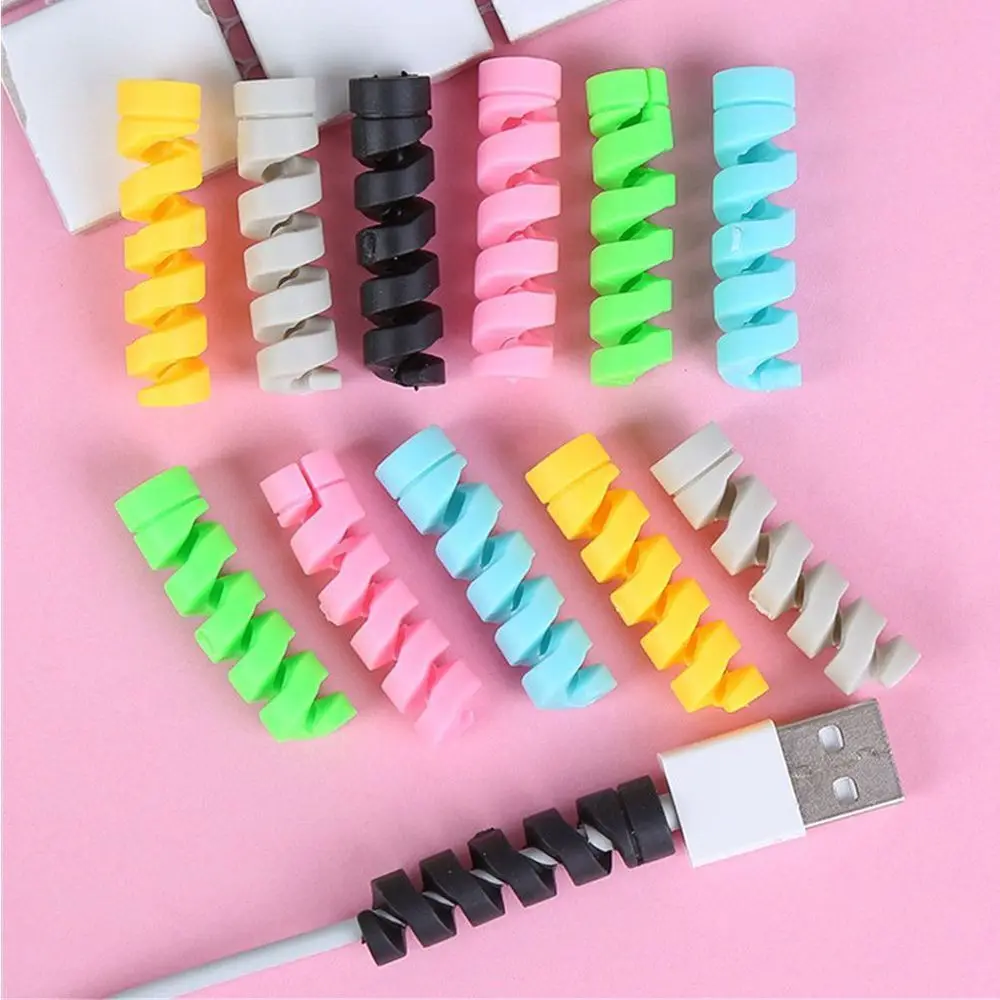 

10pcs Spiral Cable Protector Desk Set Earphone Cable Organizer Wire Data Line Holder Winder Wrap Cord Desk Accessories Papeleria