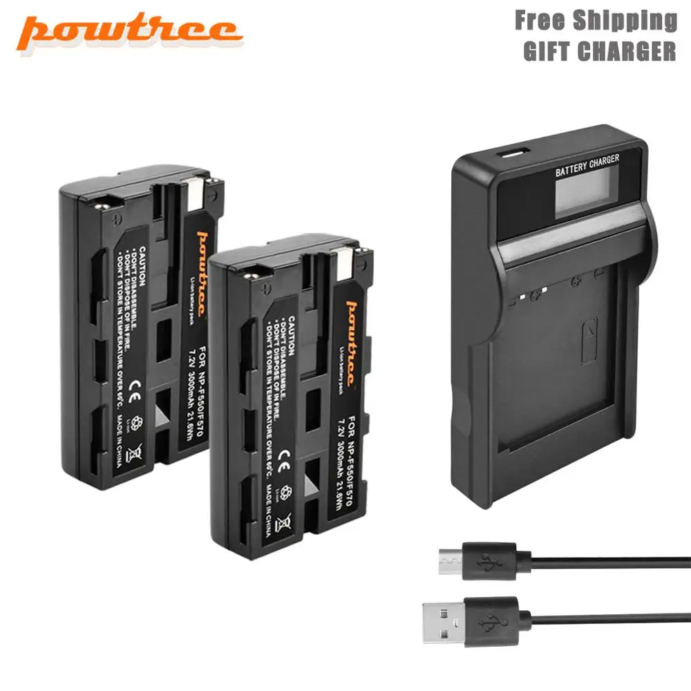 Литий ионная батарея Powtre NP F550 7 2 V 3000mAh + светодиодный дисплей для Sony F770 F960 F970