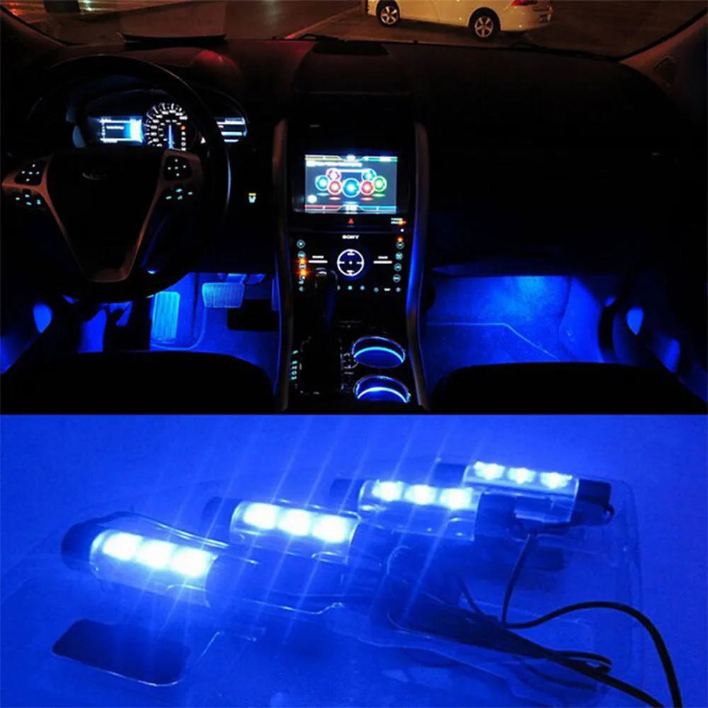 Kongyide 4in1 12V 4x 3LED интерьера автомобиля светильник декоративный s стайлинга