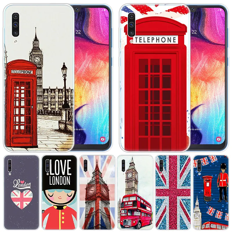 Роскошный мягкий чехол с лондонским автобусом и английским телефоном для Samsung