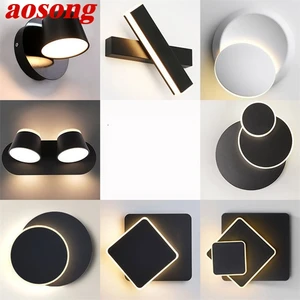 AOSONG Modern Wall Lamp Fixture Rotating Bedside LED Wall Light Indoor Creative Decoration For Home Bedroom Living Room Dining