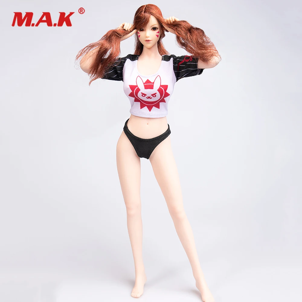 В наличии 1/6 пикантные женской фигуры одежда аксессуар DVA с кроликом милый костюм футболка принтом короткая