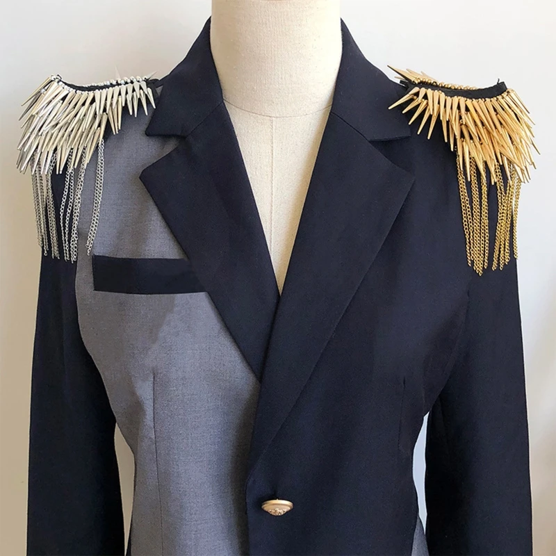 Exaggerat1 пара панк-юбка серебряное ожерелье с Цепочки и ожерелья эпалетами через