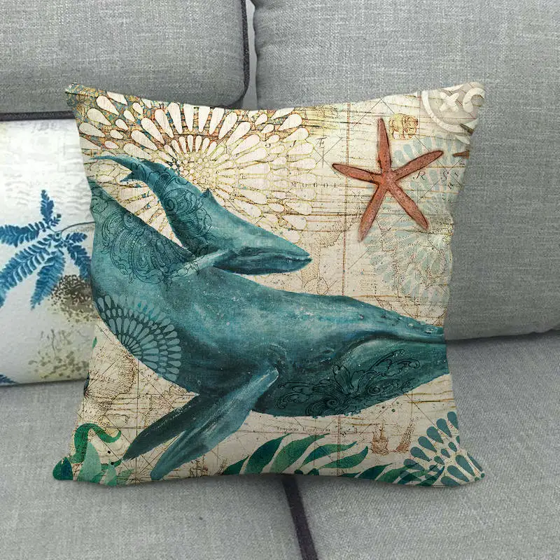 45 см * синий стиль видеть жизнь лен/хлопковая подушка для дивана Чехлы диванная