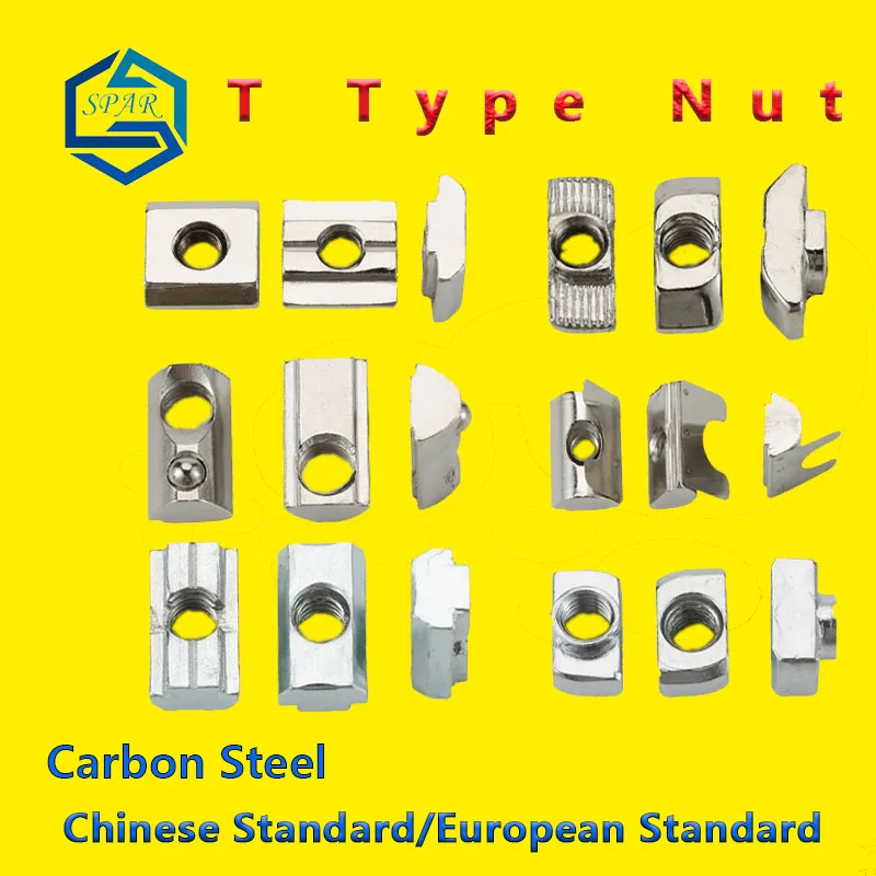 

T Type Nuts Elastic Nut Shrapnel Steel Ball Nuts Semicircular Spring Nut Slot T-nut Sliding T Nut Roll-in For 3D Printing