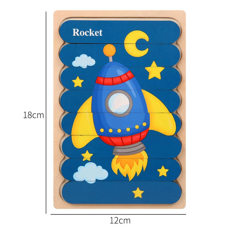 

3D Puzzles Baby Toy Wooden Montessori Materials Educational Toys For Children Large Bricks Kids Learning Toys