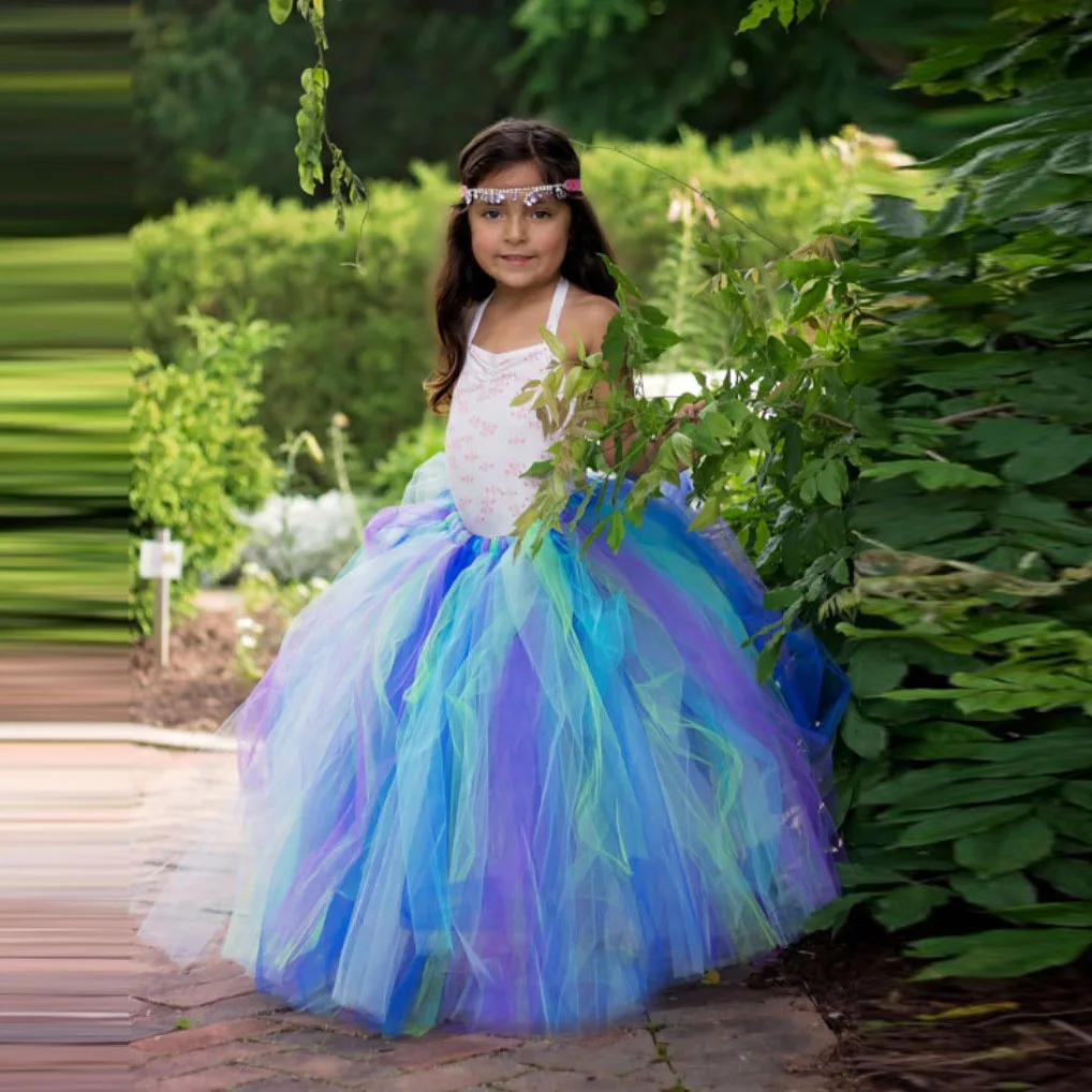 

Rainbow Girl Skirt Tutu Infant Toddler Handmade Dance Fluffy Long Underskirts Kids Christmas Party Costume Skirts