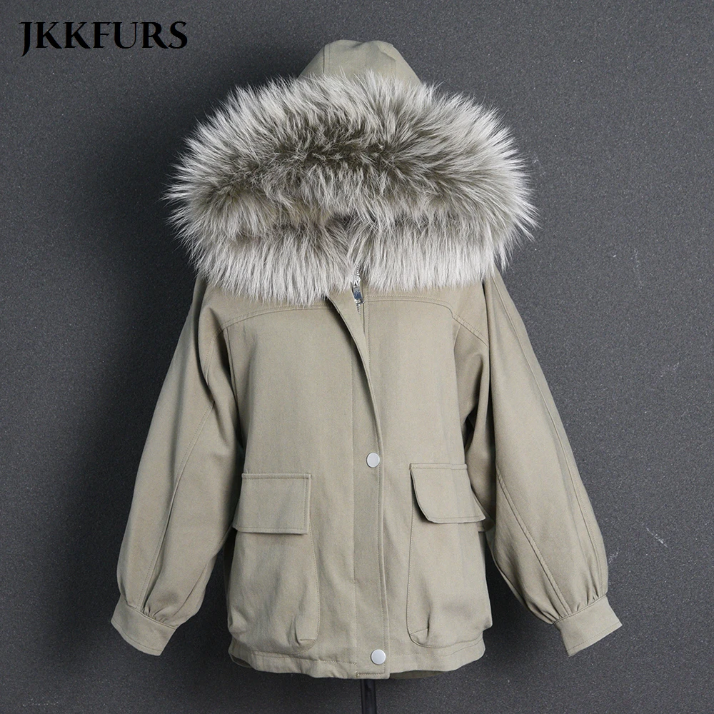 Женская парка на натуральном меху теплая Толстая куртка с подкладкой из