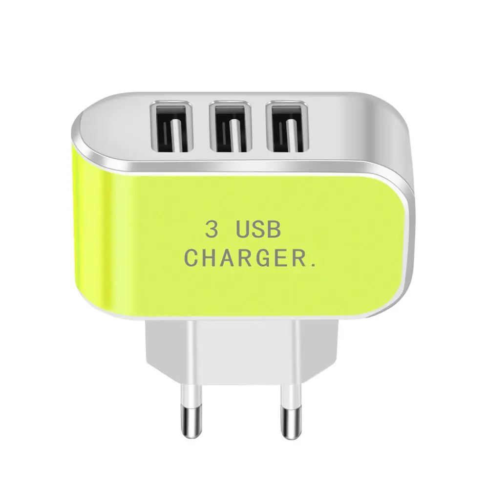green Универсальное зарядное устройство USB multi 3 Порты 5V2A для туристического USB настенного Мощность адаптер ЕС Зарядное устройство для зарядки для huawei Коврики 20 Lite P20 USB для мобильного телефона - Тип штекера: green