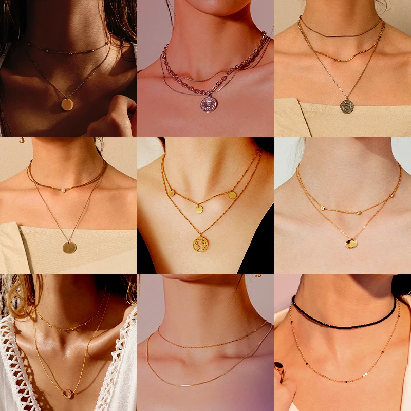 Длинное ожерелье из нержавеющей стали с подвеской Женское Ожерелье-цепочка для