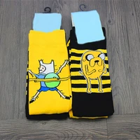 adventure with finn and jake cartoon socks fashion harajuku compression happy men women novelty fun yellow cotton crew sock time
