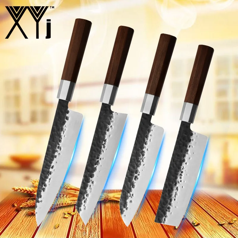 XYJ набор кухонных ножей кованый ручной нож шеф-повара разделочный сантоку Кливер
