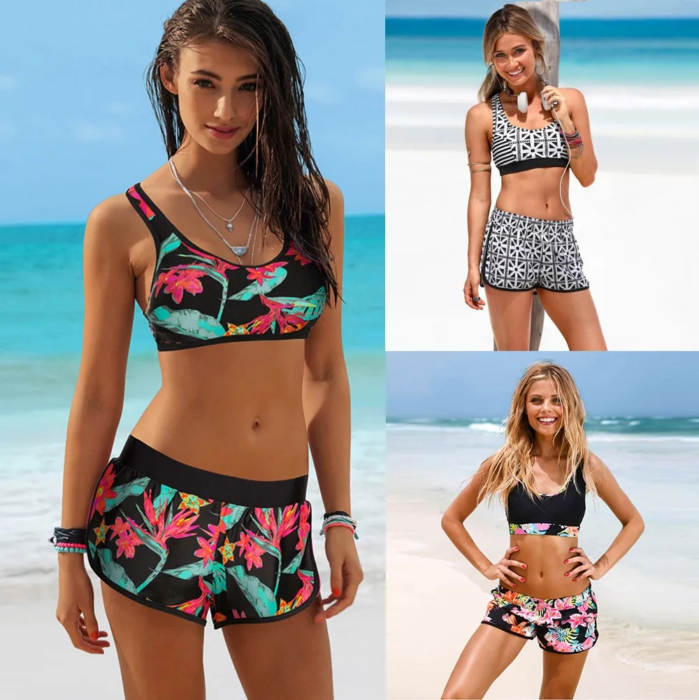 

Women Beachwear Sport Bikini Set Sexy Swimwear Girls Lady Costume Push-Up Padded Swimsuit Monokini Biquini Summer 2021