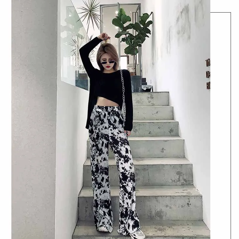 

Cow Print Pants Women Korean Style Cow Print Wide Leg Pants Harajuku Trousers Summer Korean Clothes Streetwear Women 2021