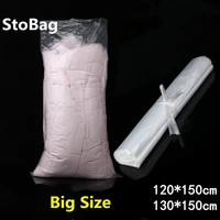 stobag 50pcs pe big clear frosted dust fan clothing covers plush toy packing bag moisture water proof paper box inner flat bags