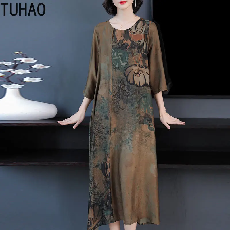 Женское винтажное платье в стиле ретро TUHAO свободное большого размера 6XL 5XL 4XL
