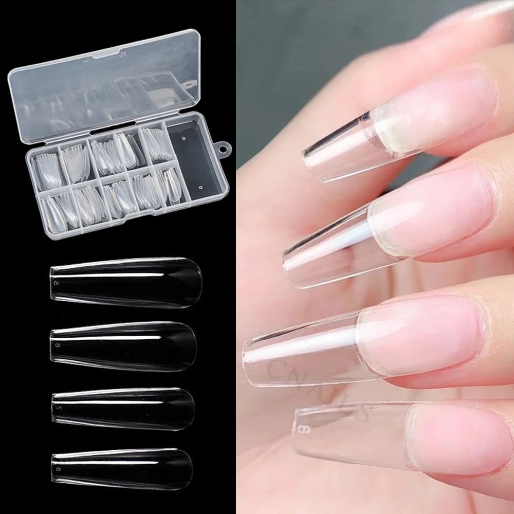 

500pcs/Box Full Cover Sculpted Nail Tips Fake Finger Extension Tips 10 Sizes Nail Tip Clear False Nails Tools Set Private Label