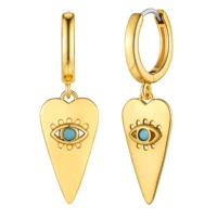kpop heart evil eyes earring drop earring for women copper turquoise gold color for sensitive ears fashion jewelry gift party