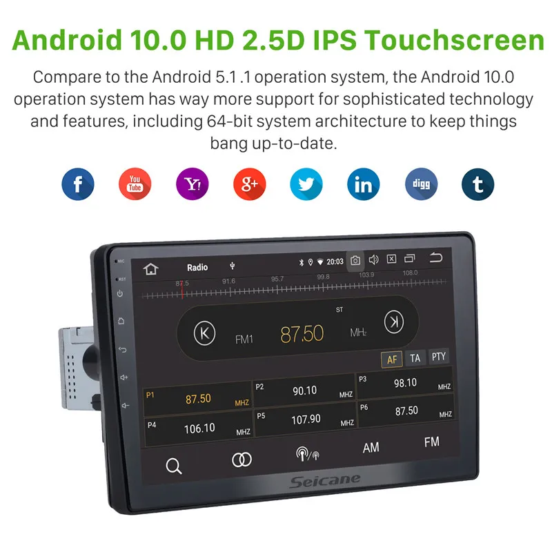 Seicane 10 1 дюймов 4 Гб Оперативная память Android 0 2.5D IPS Экран автомобиль радио аудио GPS