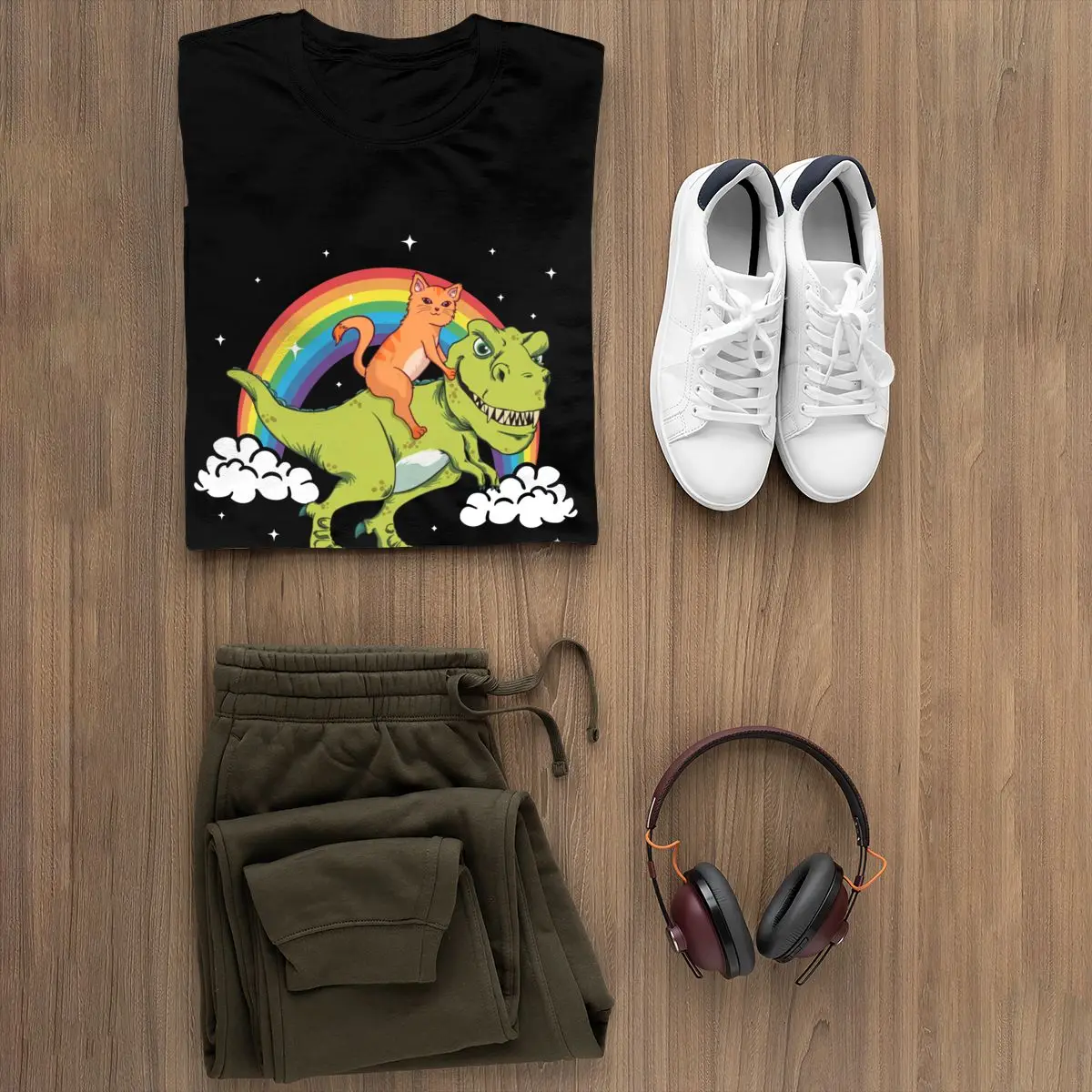 Футболка с динозавром футболка верхом на Коте подарок большая черная женская |