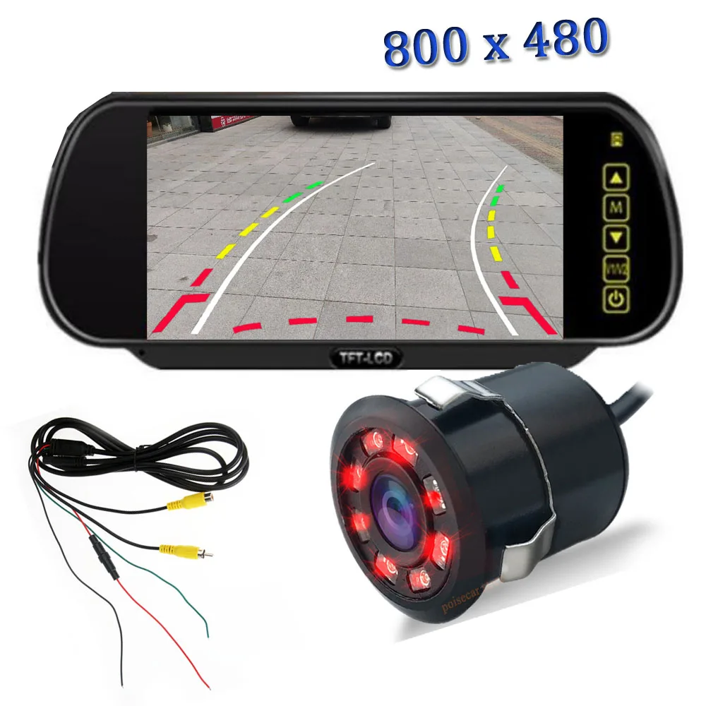 7-дюймовый автомобильный монитор для зеркала заднего вида TFT LCD с 8 ИК-камерами