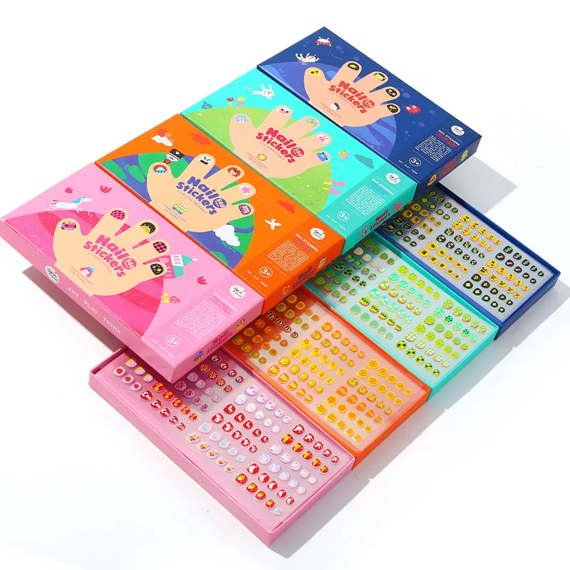 

4 color sets Kids Nail Stickers Toy DIY Cartoon Princess Makeup Toy Waterproof Beauty Cute Pretend Play Children Girls Game Gift