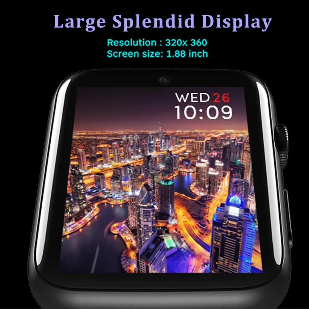 LEMFO LEM10, 4G, Смарт-часы, Android 7,1, 3G ram, 32G rom, 1,88 дюймов, большой экран, LTE, 4G, Sim Камера, gps, Wi-Fi, частота сердечных сокращений, для мужчин и женщин