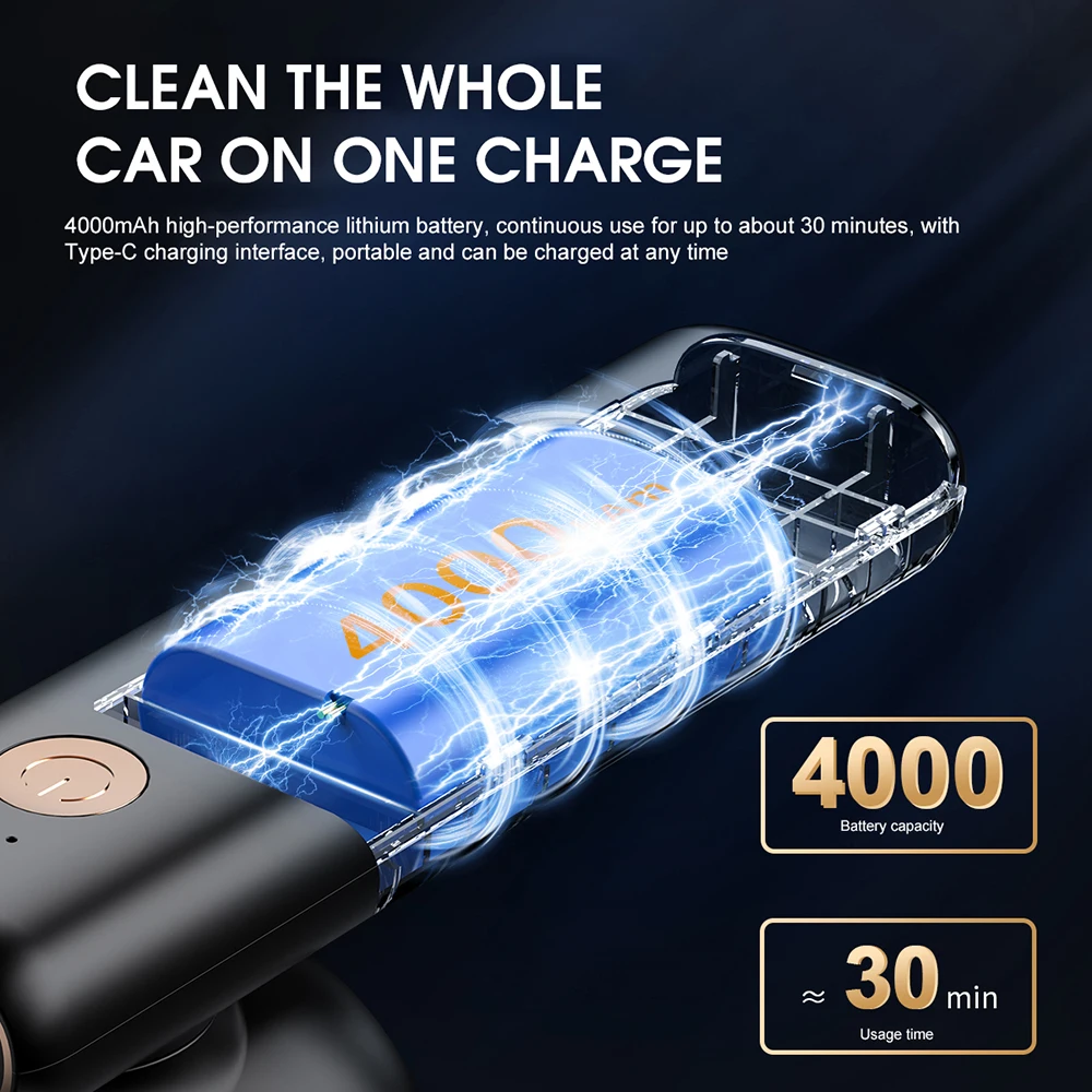 Беспроводной автомобильный пылесос с большим пылесборником 150 мл | Бытовая