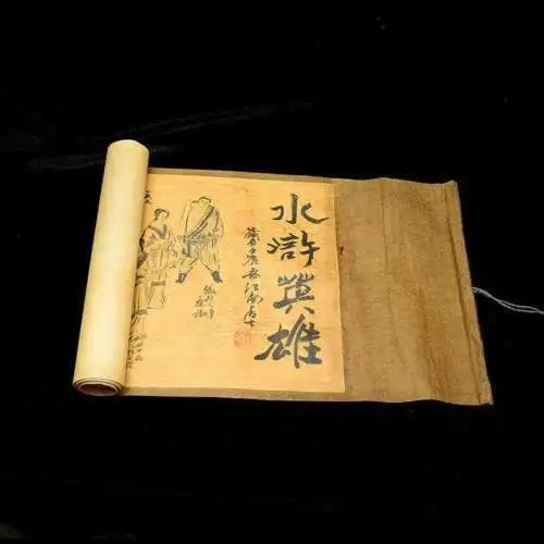 Коллекция китайский шелк свиток живопись образцы водной окраины четыре большие