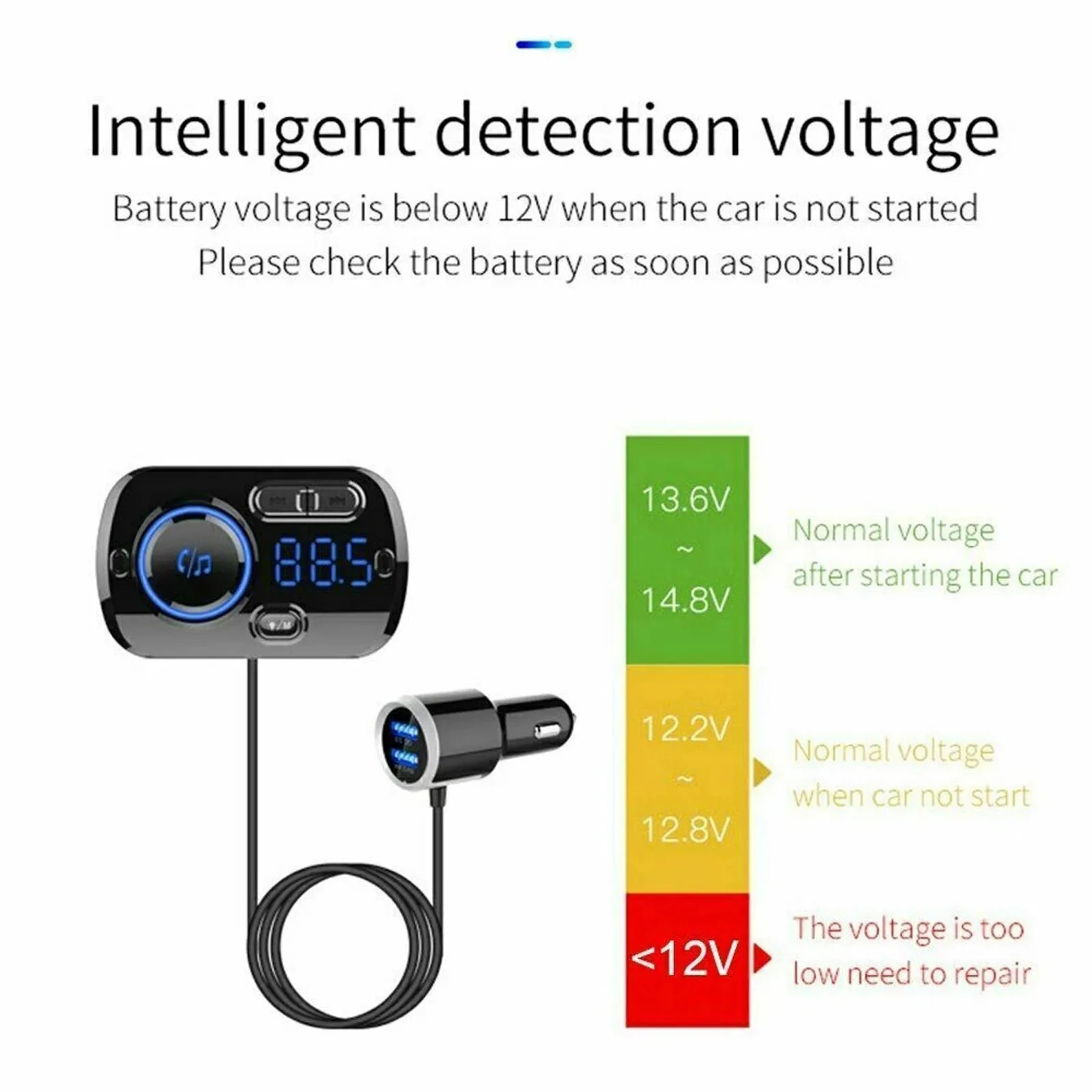 

Bluetooth 5.0 Luci Per Esterno USB Car Charger FM Transmitter Handsfree Car Kit Music Receiver Mobile Phone Fast Charging