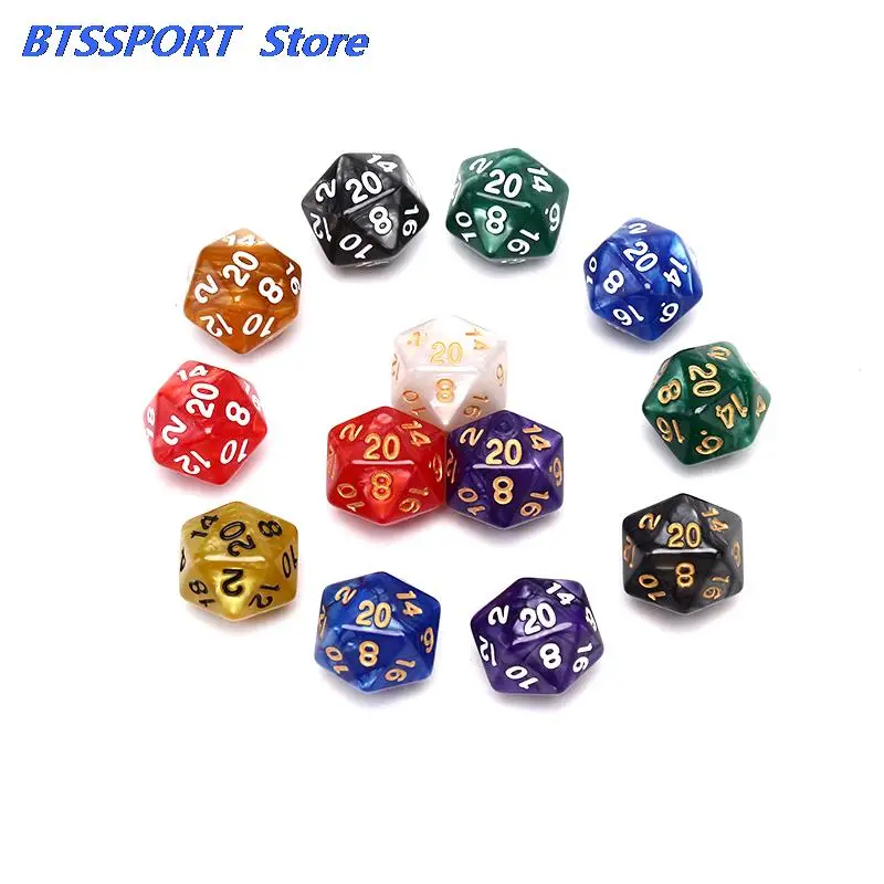 1 шт. прочные перламутровые D20 акриловые игральные кости с 20 сторон для настольной