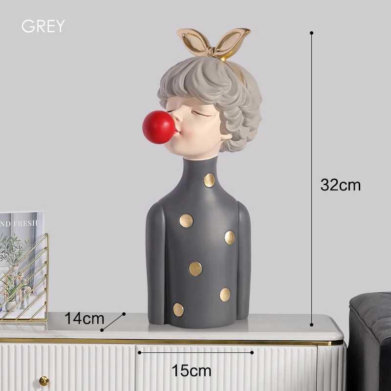 

Fashion Birthday Gift Blowing Bubble Girl Statue Girl Bust Home Decoration Accessories Room Decor Nice Gift For Girlfriend Wife