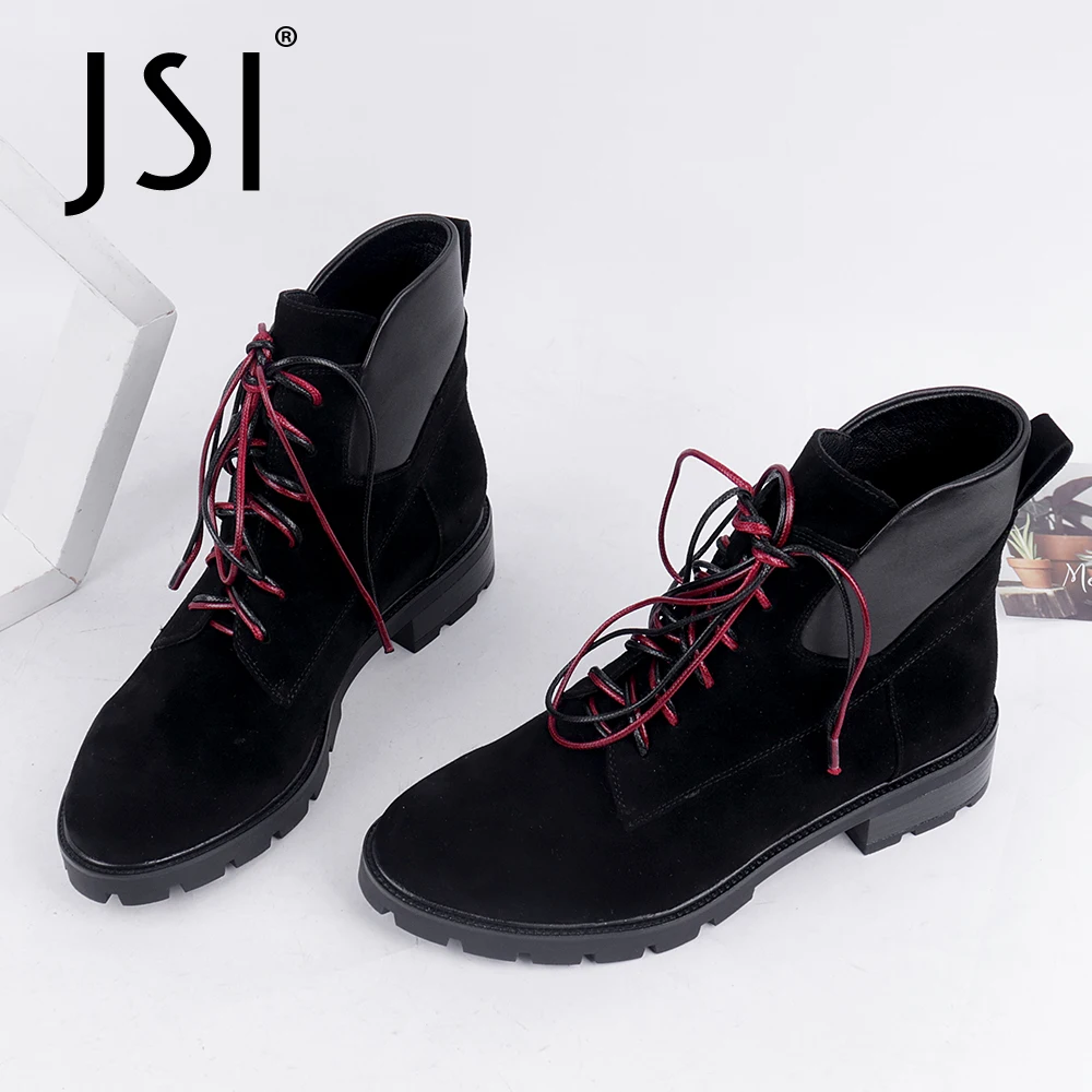 

JSI/зимние Ботинки Martin; Женские ботильоны из натуральной кожи на шнуровке; Женские короткие ботинки на шнуровке с круглым носком на низком кв...