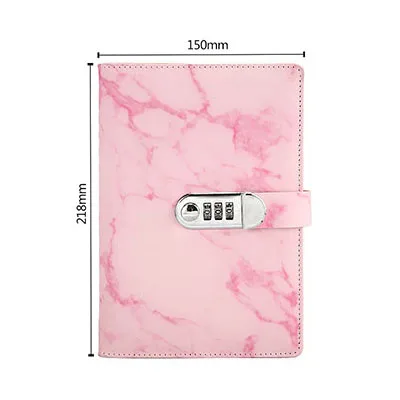 Pink Планировщик винтажный блокнот дневник с замком А5 бумага мраморный кожаный блокнот офисные принадлежности школьные тетради принадлежности - Цвет: Pink