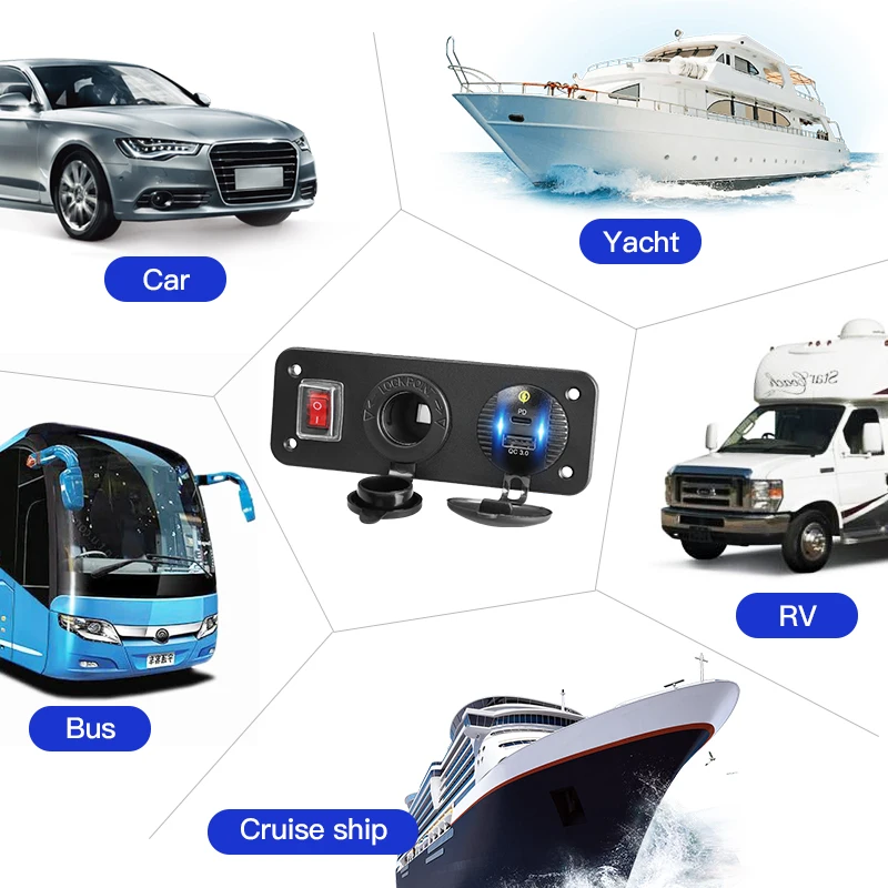 Usb адаптер Type C для автомобильной панели прикуривателя разъем 3 0 12 В зарядное