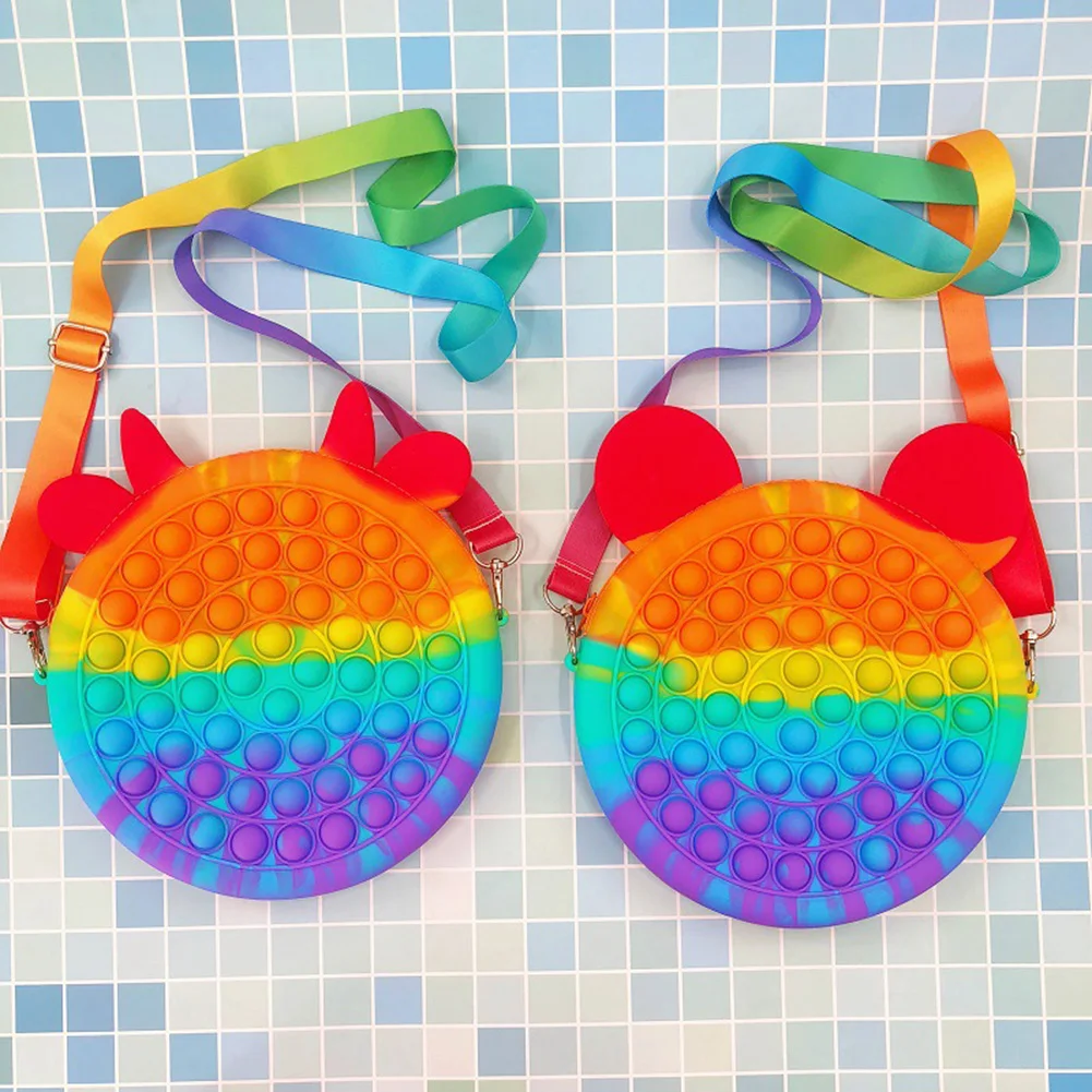 

Женская модная сумка-мессенджер из пузырчатой пленки, силиконовый симпатичный круглый кошелек, снятие стресса при аутизме, особая необходи...