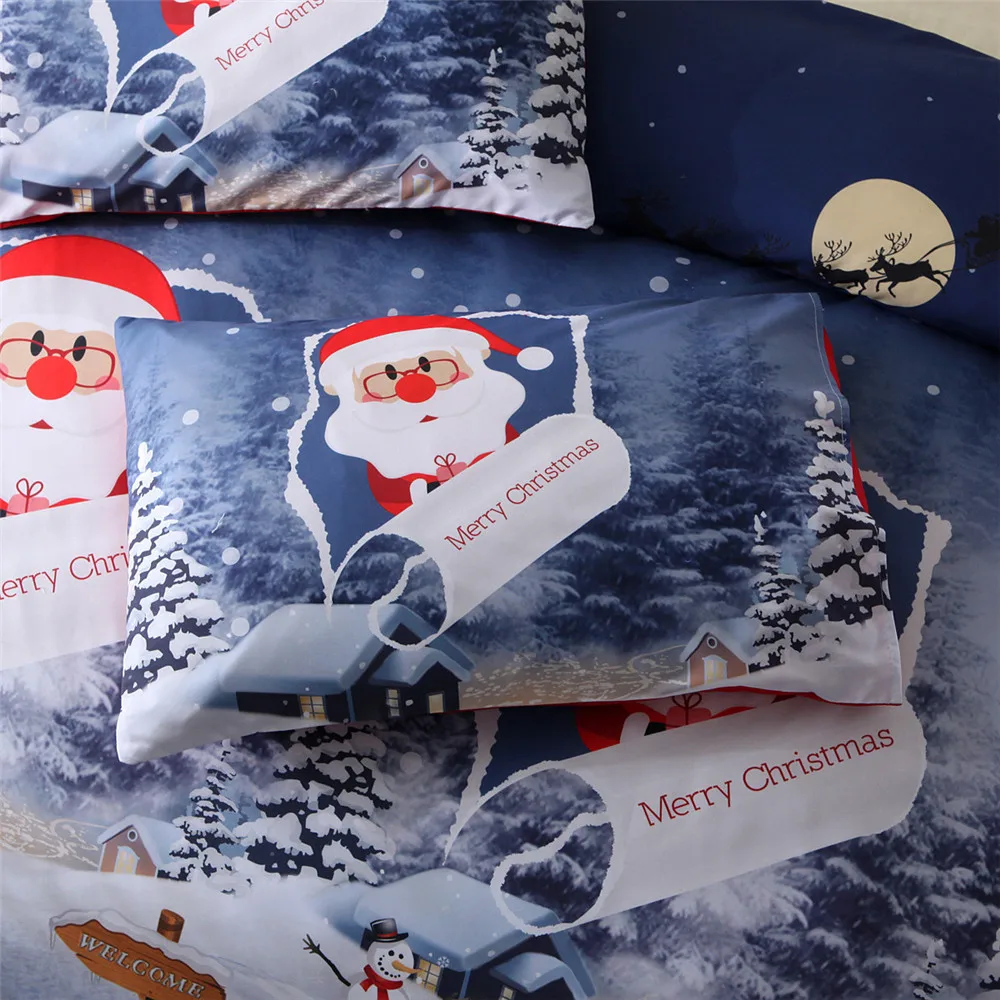 3d Printed Cartoon Merry Christmas Gift Santa Claus Bedding Set Bedclothes Cover Pillowcases Comforter Bed | Дом и сад
