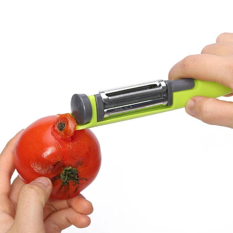 

Peeling And Shredded Fruit Knife Three-In-One Peeler Stainless Steel Wear-Resistant Portable Multifunctional Peeler