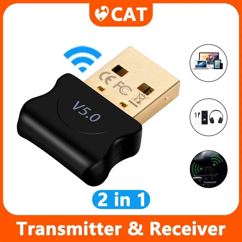 

USB Bluetooth-Compatible 5.0 Adapter Transmitter Receiver Audio Dongle Wireless USB Adapter For PC Laptop Dongle Receiver New