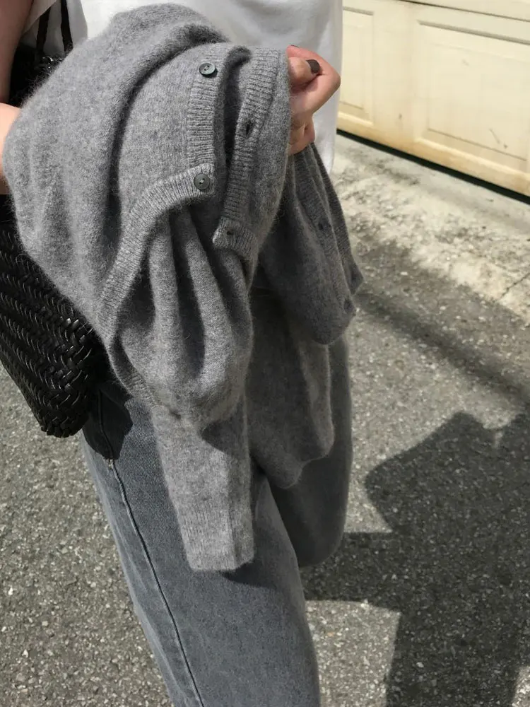 Женский однобортный джемпер кашемировый свитер Кардиган с длинным рукавом