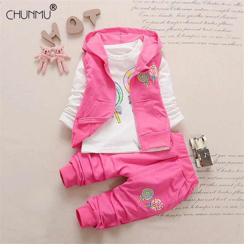 

Комплект для маленьких девочек; Одежда для новорожденных девочек; Костюм с изображением леденца; Пальто; Топы и штаны; 3 шт./компл.; Комплект о...