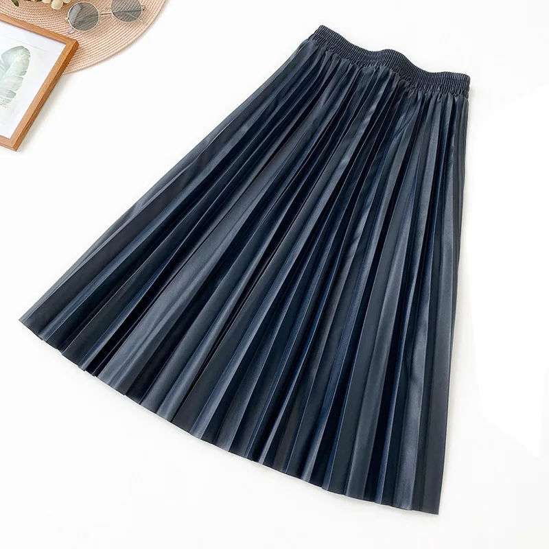 Женская длинная юбка трапеция облегающая универсальная из искусственной кожи с