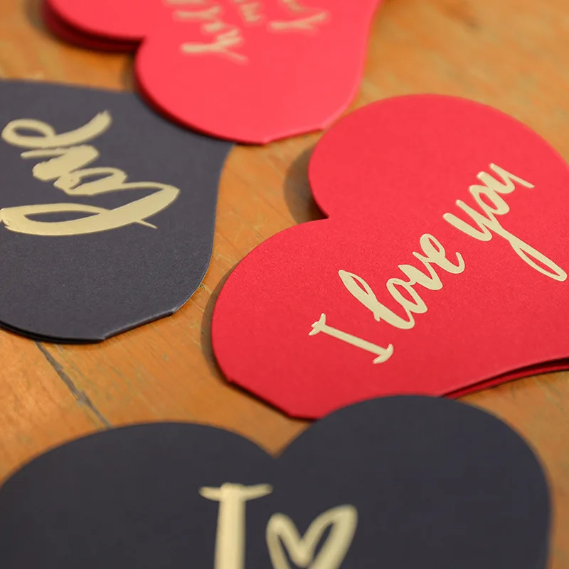 10 шт Черная позолота любовь маленькая поздравительная открытка с сообщением