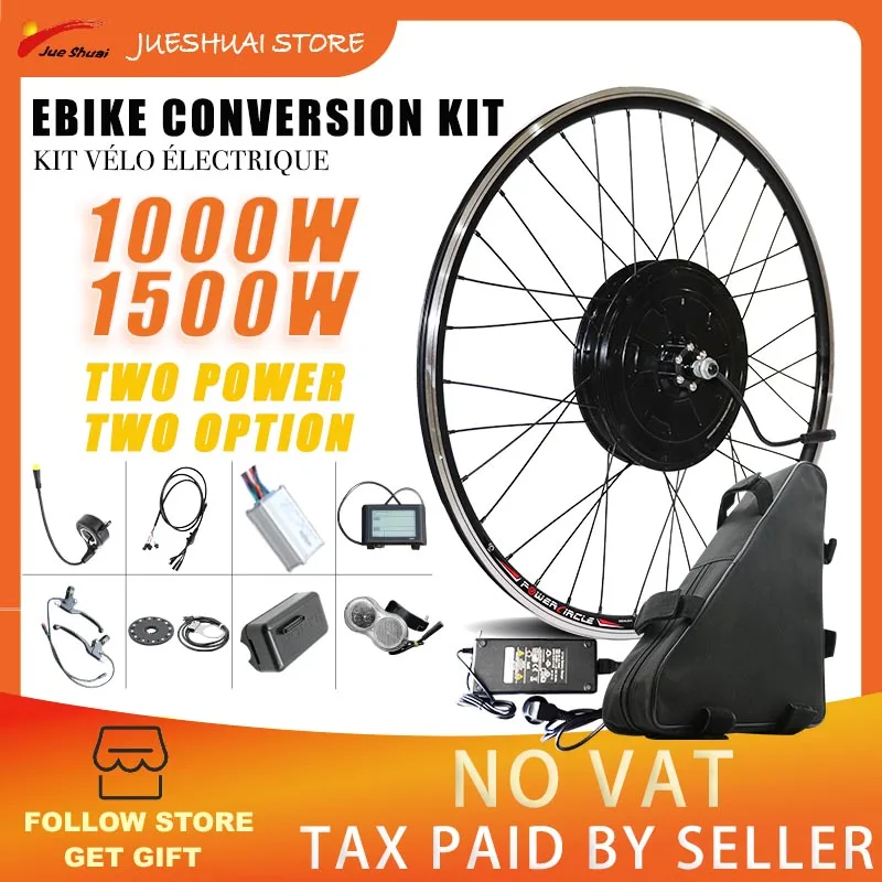 

1000W 1500W 48V eBike Conversion Kit 65km/h with 48V 26AH Lithium Battery Rear Motor Wheel for 26" 700C Electric Bicycle