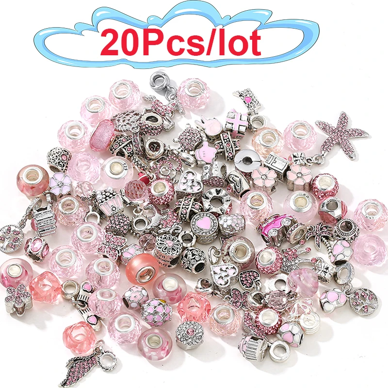 5000 стилей посеребренные розовые бусины шармы подходят к европейским браслетам