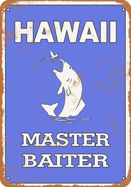 

Vintage Metal Tin Sign Hawaii Bass Fishing Master Baiter Home Bar Hotel Club Wall Decor Signs 12X8Inch